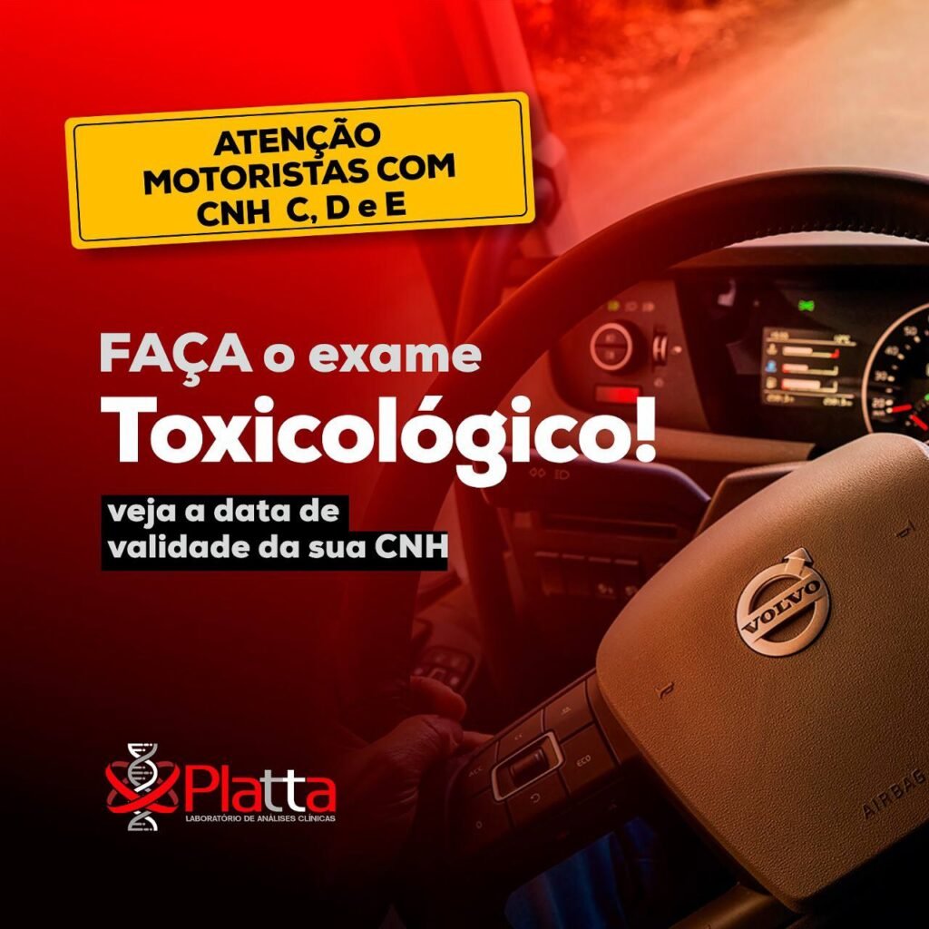 Realizar exame toxicológico no Platta Laboratório